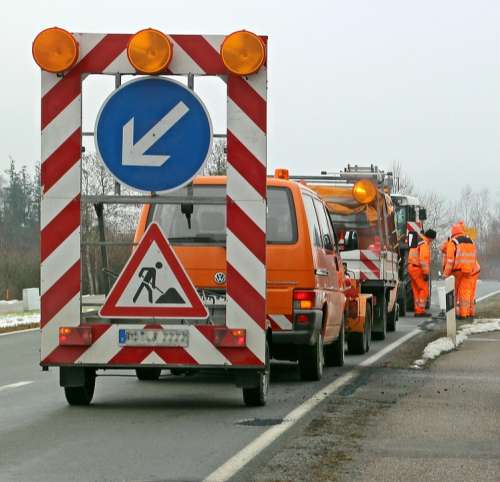 Road Works Barrier Warning Attention Warning Lights