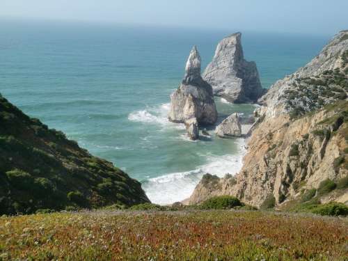 Rock Sea Cliff White Cliffs Portugal