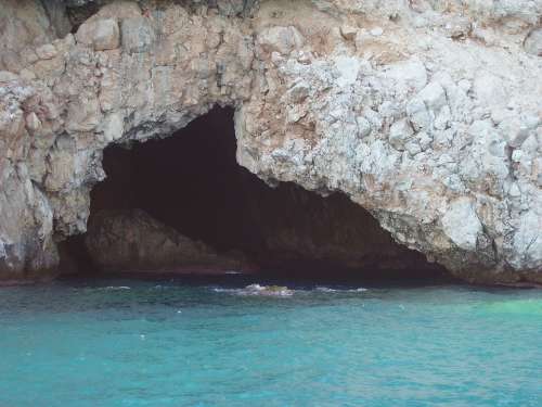 Rock Cave Turkey Sea Turquoise Blue Travel Water