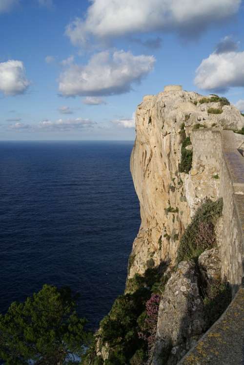Rock Cliff Mallorca Coast Sea Steep Slope