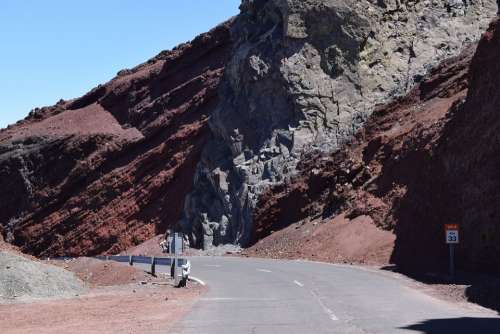 Rock Mountain Road Cliff Mountains La Palma