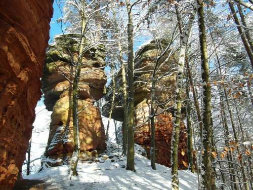 Rock Palatinate Sandstone Winter Vacations Hiking