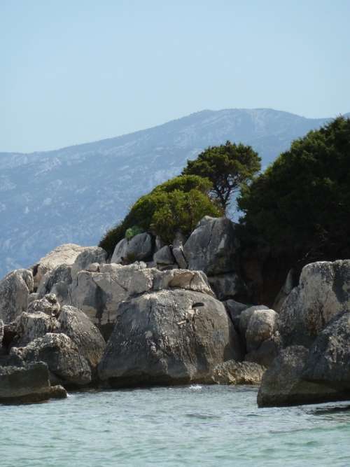 Rocks Blue Sea Sardinia Italy Rock Travel Water