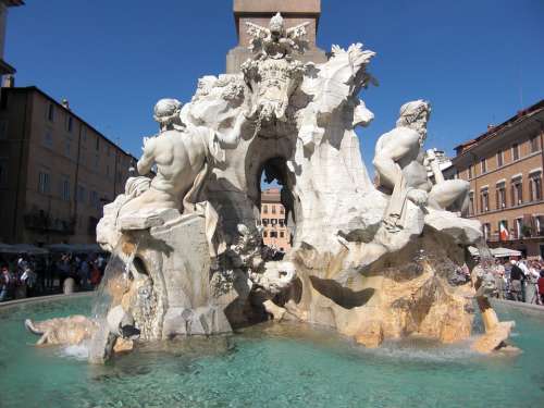 Rome Italy Fountain Marble Piazza Navona