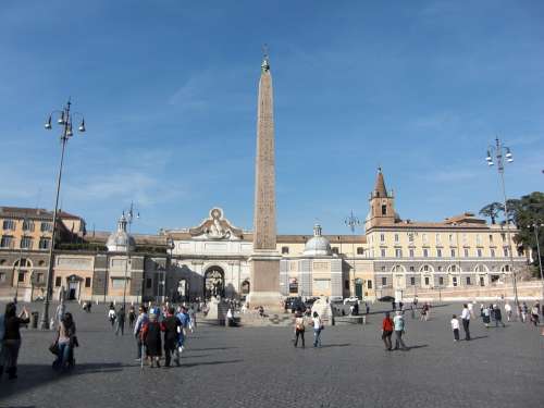 Rome Italy Space Piazza Del Popolo Obelisk