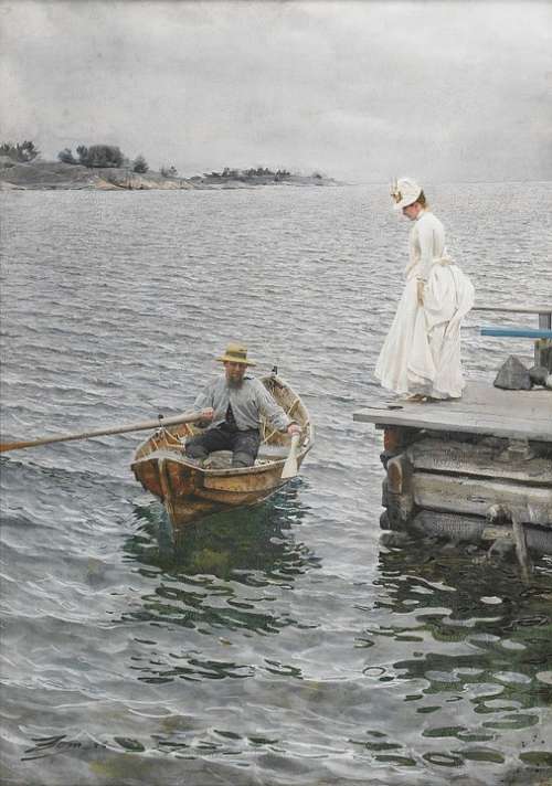 Rowing Boat Boat Lady Painting Sommarnoeje 1886