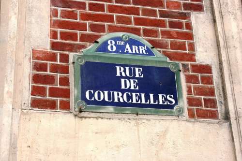 Rue De Courcelles Street Sign Paris