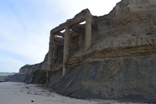 Ruins Beach Cliff Half Moon Bay California Pacific