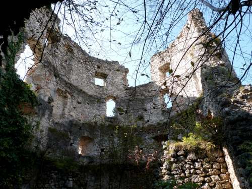 Ruins Old Town Tower Stone Construction Wall