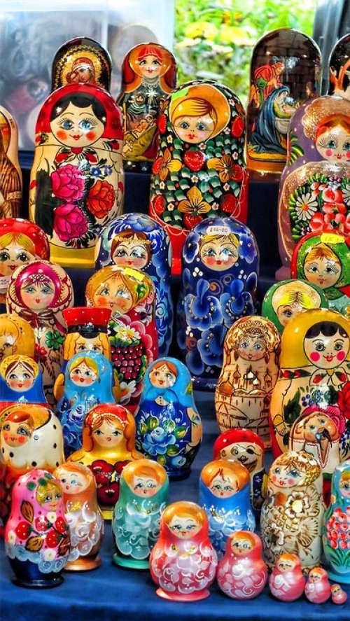 Russian Dolls Decoration Figure Handmade Painted