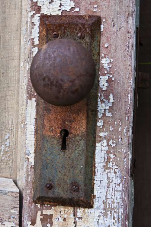 Rust Door Handle Architecture Lock Key Hole