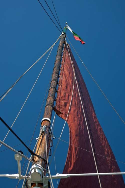 Sail Red Red Sail Mast Rigging Old Thames Barge