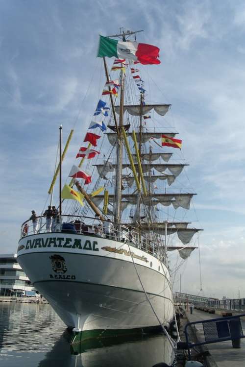 Sailboat Boat Ship Mexico Mexican Flag Port