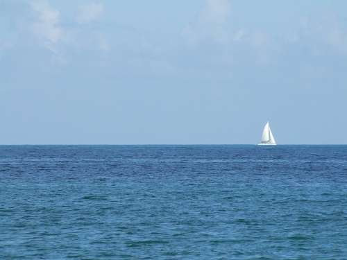 Sailboat Boat Sea Port Blue Sailing Calm Beach