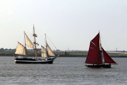 Sailboats Ship Sails Lanyards River Water Sea