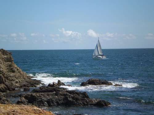 Sailing Boat Coast Sea Rocky Coast Vacations