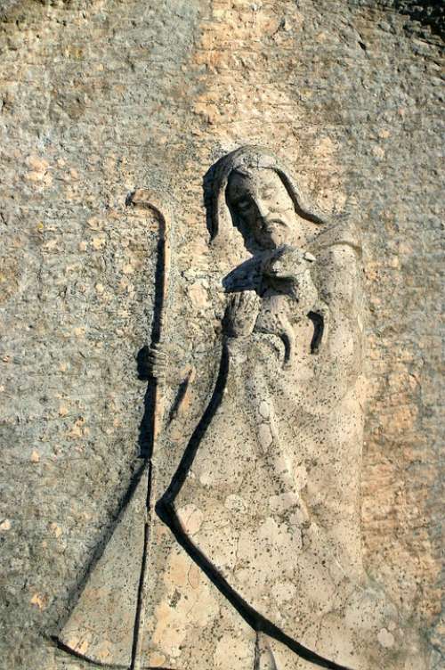 Saint Christophorus Relief Statue Figure Stone