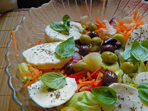 Salad Vegetables Olives Lunch Basil
