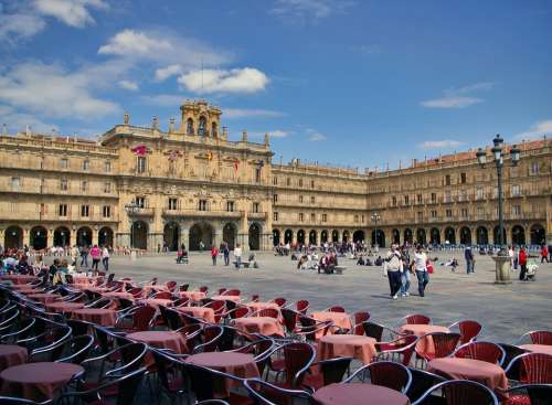 Salamanca Plaza Mayor Chairs Tables Square Spain
