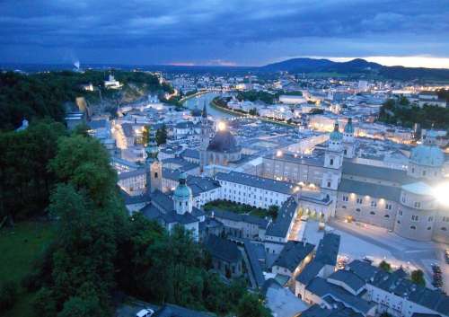 Salzburg Night Hohensalzburg Fortress Fortress View