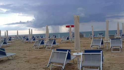 Sand Beach Winter Umbrellas Chairs
