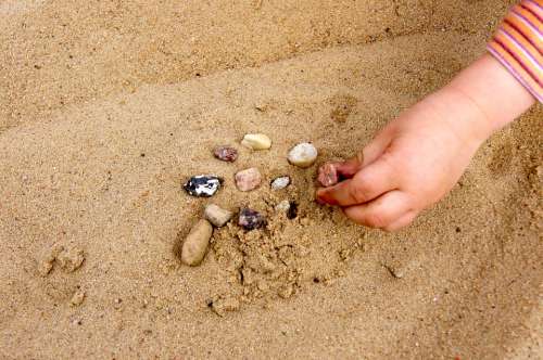 Sand Summer Hand Child Stones Place Warm Play