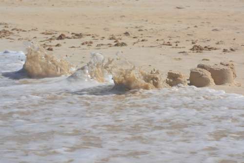 Sand Castle Waves Beach Nature
