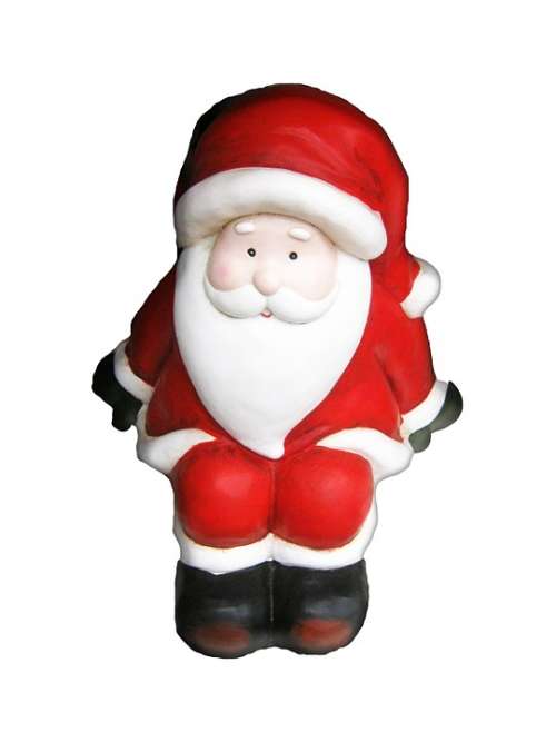 Santa Claus Figure Sitting Red Ceramic Isolated