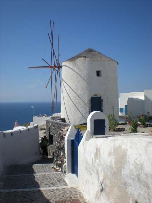 Santorini Greek Island Greece Marine Windmill Oia