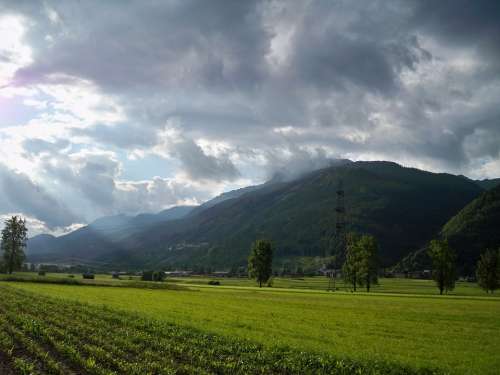 Scenic Summer Austria Clouds Field