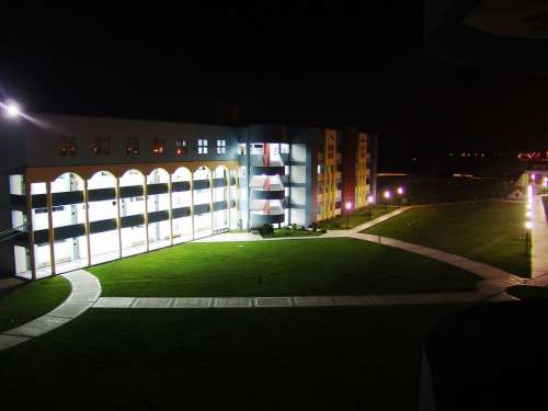 School University City Night Architecture Dusk