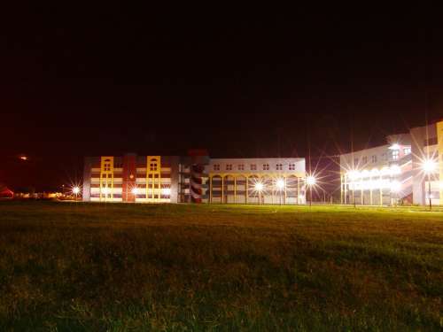 School University City Night Architecture Dusk