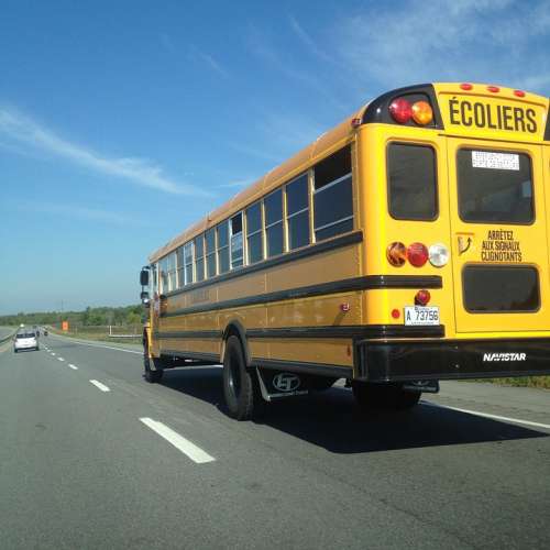 School Bus Canada Highway Road Trip Travel Summer