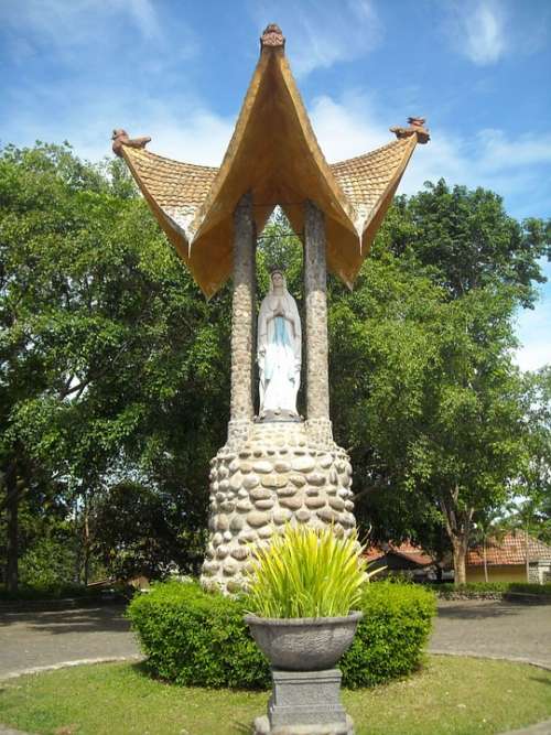Sculpture Maria Church Catholic Kediri Indonesian
