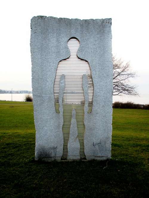 Sculpture Stone Human Metal Transparent Art Light