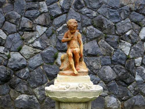 Sculpture Boy Wall Stones Stone Wall Art Statue