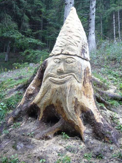 Sculpture In Wood Gnome Forest Carved Log