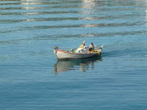 Sea Boat Fisher Greece Water Man