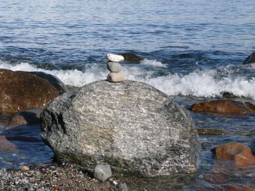 Sea Wave Stones Rock Nature Rest Relaxation