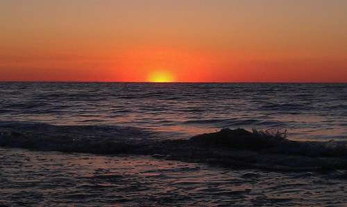 Sea Water Wave Sun Sunset Abendstimmung Beach