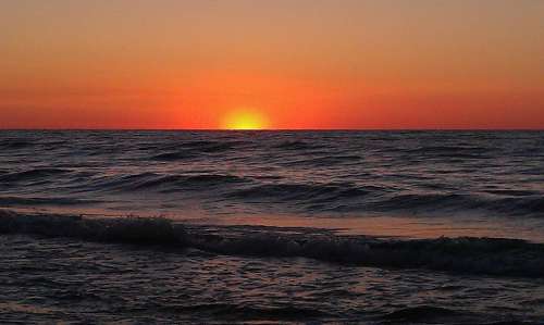 Sea Water Wave Sun Sunset Abendstimmung Beach