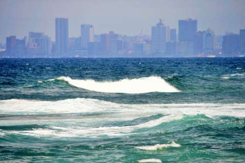 Sea Ocean Blue Aqua Waves White Surf Skyline