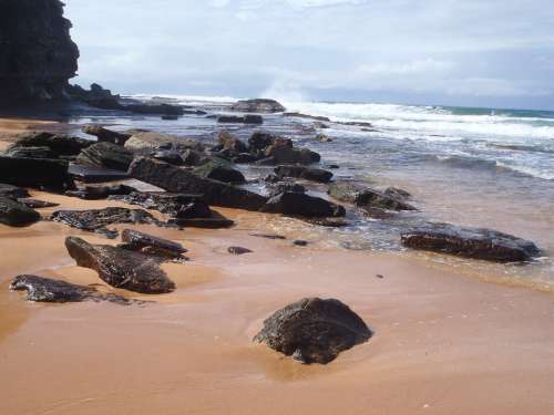 Sea Wave Surf Flood Beach Sand Rock Sydney Beach