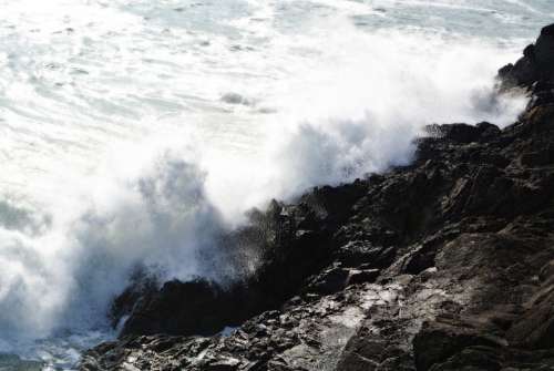 Sea Waves Side Ocean Atlantic Rock Cliff