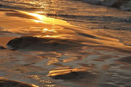 Sea Beach Sand Sunset Summer Evening