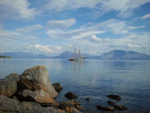 Sea Sailing Vessel Water Boat Sky Sail Clouds