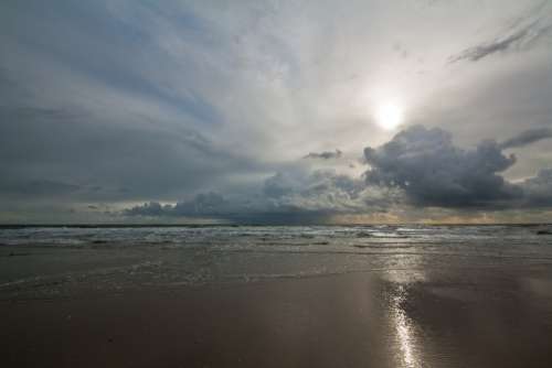 Sea Beach Weather Sun Clouds Amrum Kniepsand