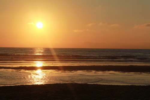 Sea Sun Beach Sunset Evening Sky Sun And Sea