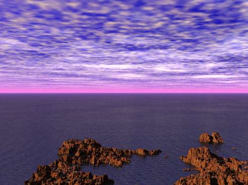 Sea Ocean Water Sky Clouds Sunset Evening