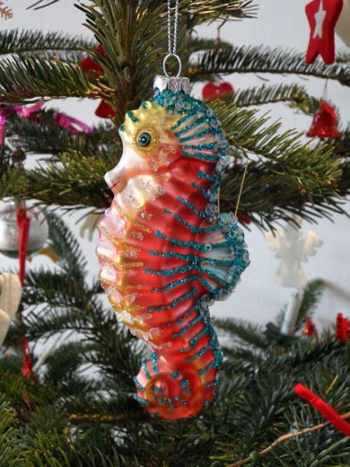 Seahorse Glitter Trailers Christmas Ornaments
